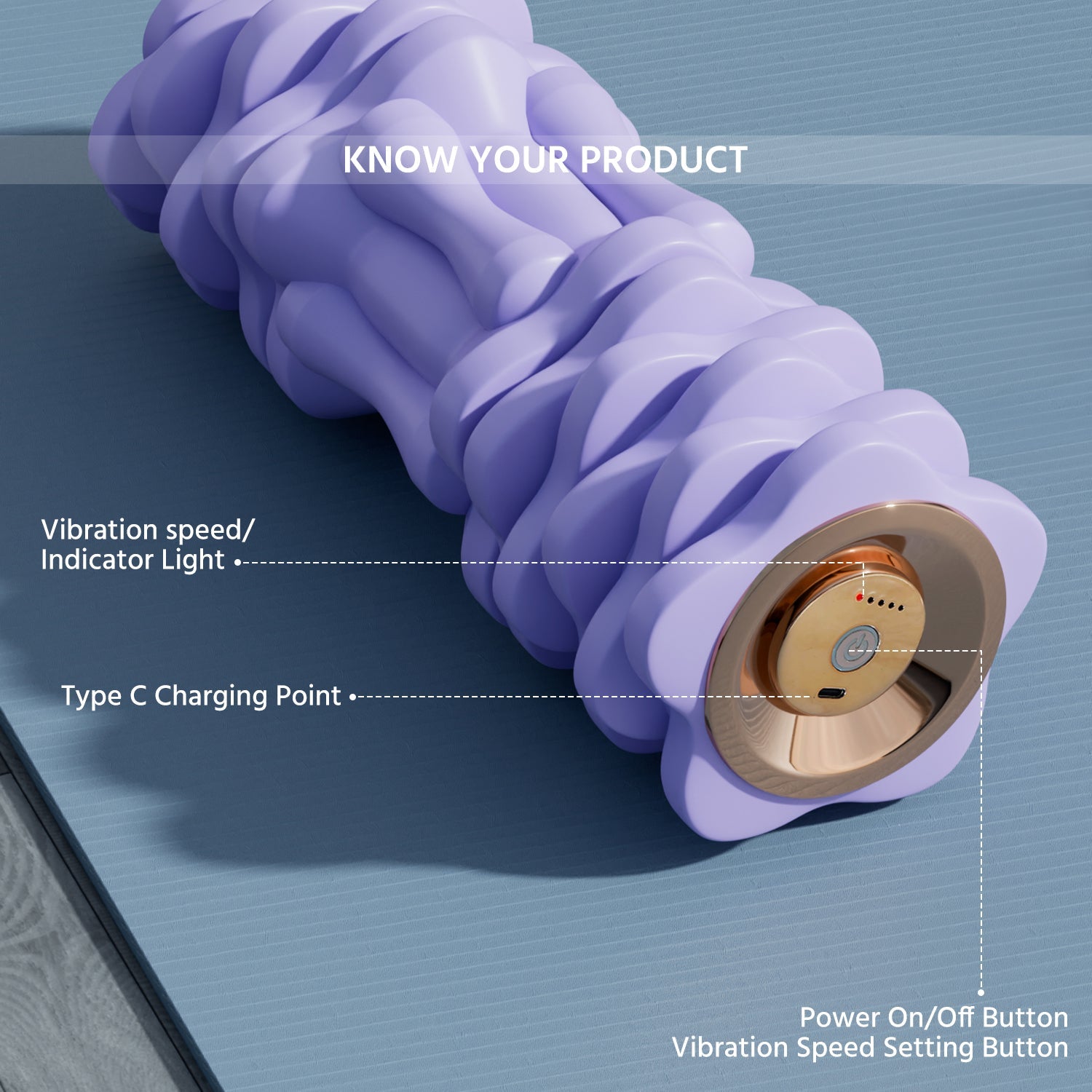 Lifelong Electric Foam Roller Vibrating | 4 Gear Fitness Deep Massage|Muscle Relax | Post Workout(Purple)