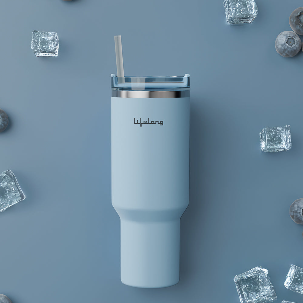 Lifelong 900ml Vacuum Tumbler - Double-Wall Insulated Steel Bottle with Lid & Straw, Hot & Cold Use