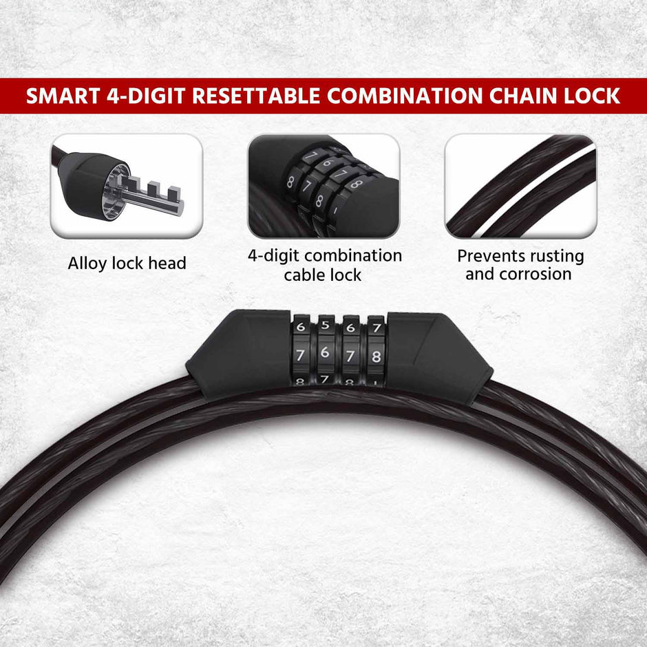 LLNML01 Lifelong Multipurpose 4 Digit Numeric Cable Bike/Bicycle Helmet Lock