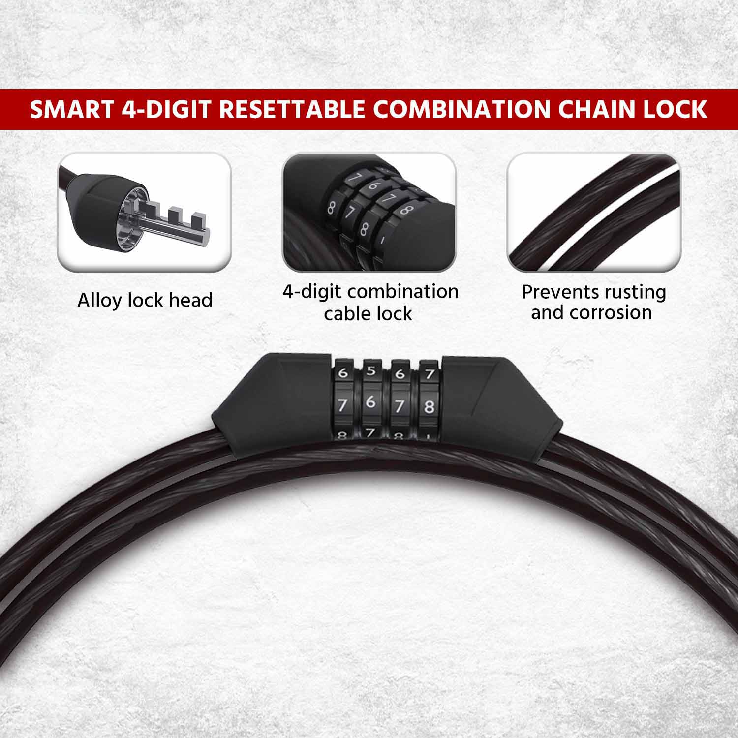 LLNML01 Lifelong Multipurpose 4 Digit Numeric Cable Bike/Bicycle Helmet Lock