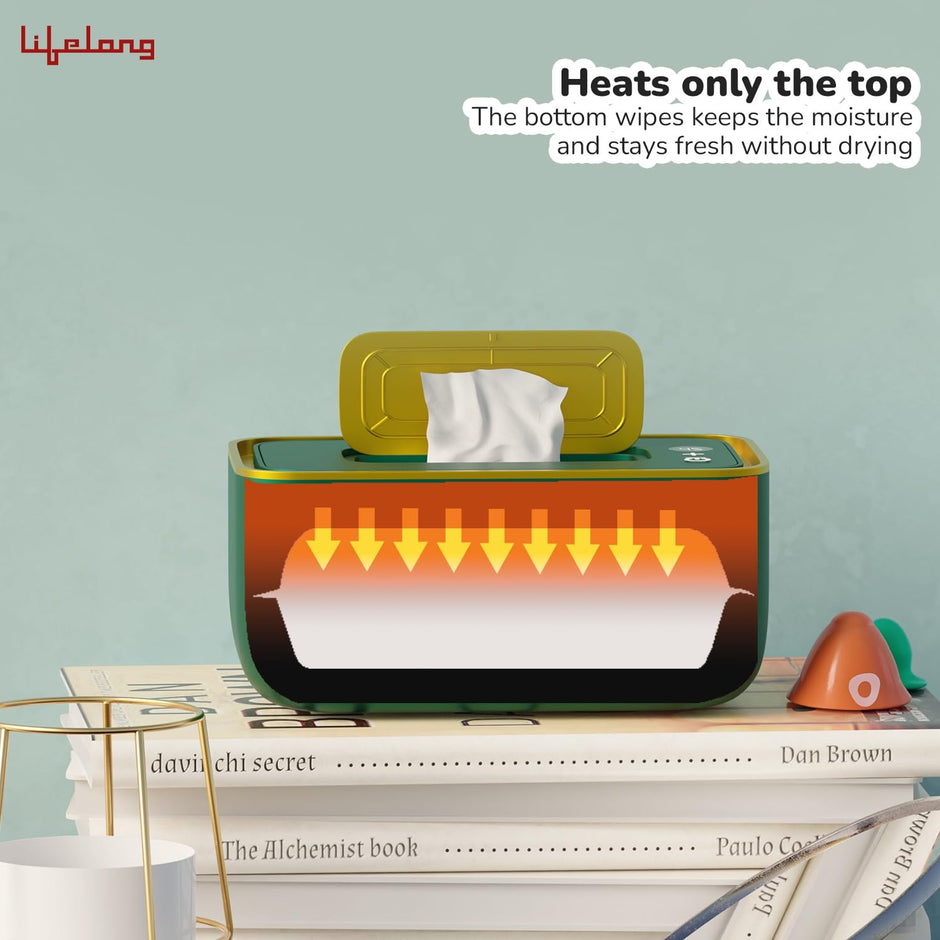 Lifelong Cuppy Wet Wipe Warmer for Baby Diaper Change with Large Capacity | Adjustable and Fast Heating Temperature, Smart and Temperature Control Evenly Overall Heating & Constant Temperature Storage