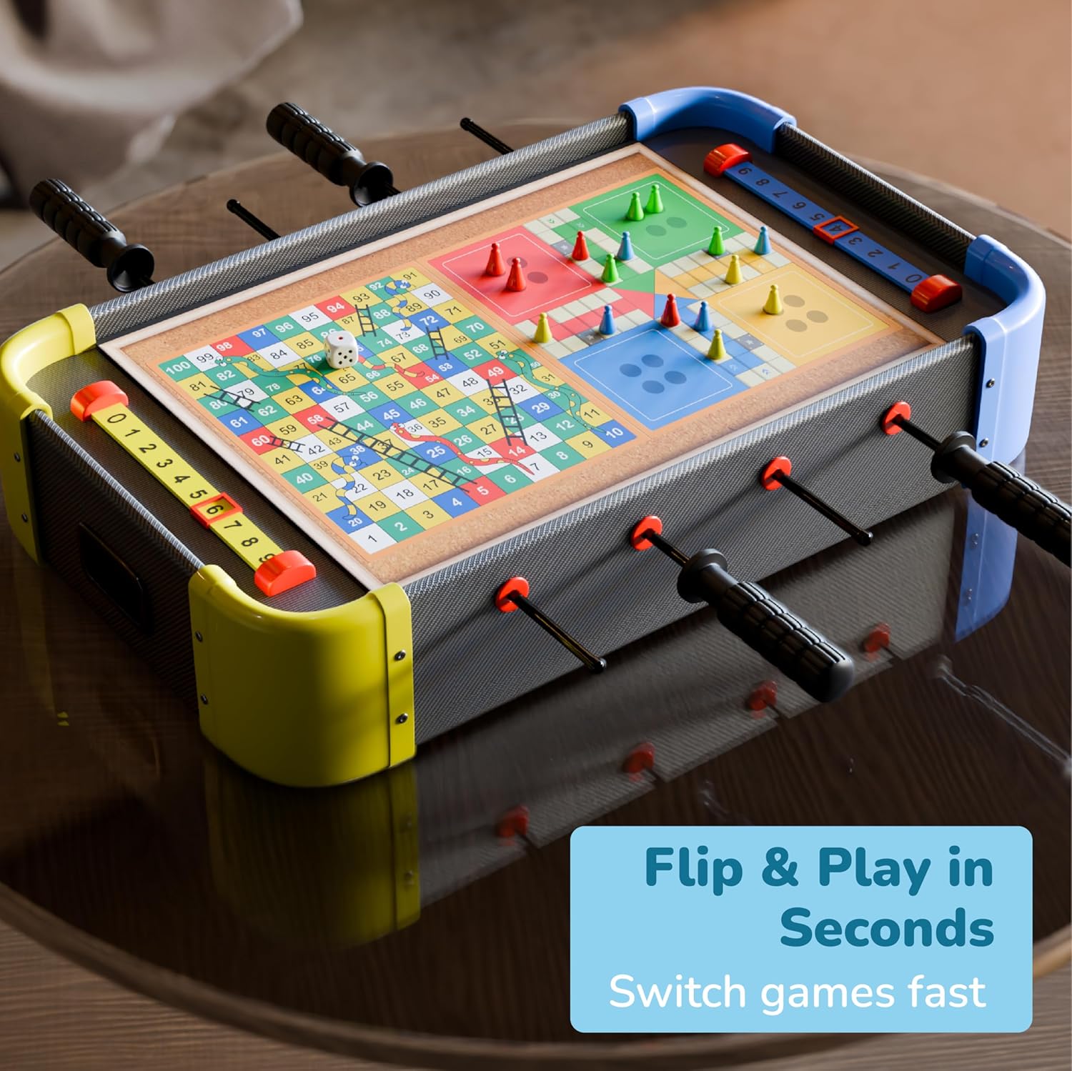 Cuppy 3-in-1 Foosball Table for Kids | Includes Mini Soccer, Ludo & Snakes & Ladders
