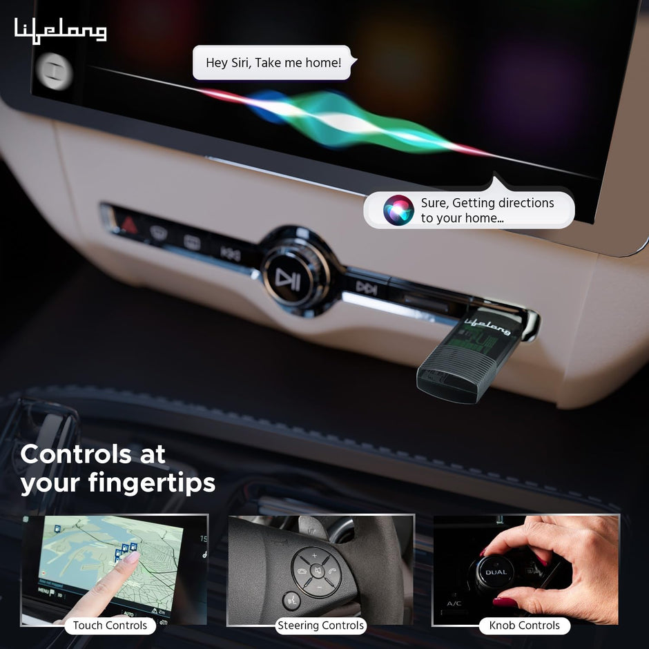 Wireless CarPlay Adapter | Compatible with iPhone/iOS | Stick Cast - Supports Bluetooth & Wi-Fi (LLECA10)