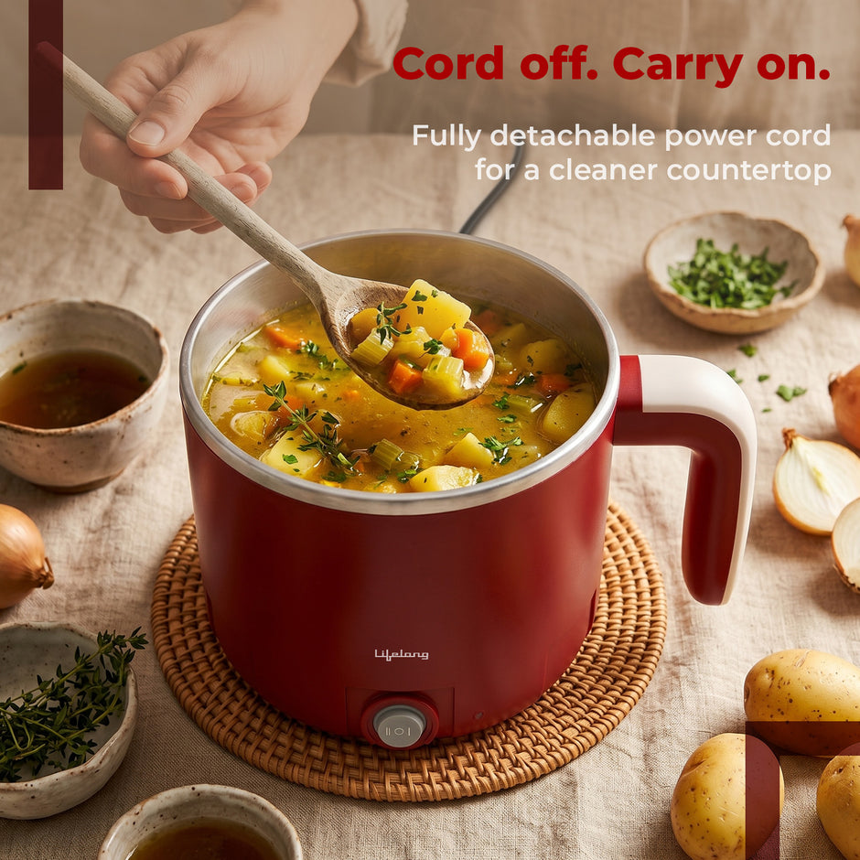 Lifelong Multipurpose Kettle | Multi Cooker Electric Kettle with Egg Tray, 1.2L Stainless Steel Body, Auto Cut Off, 300W Slow Heat & 650W Quick Boil | Boil Rice, Steam & Cook Vegetables, Eggs & Momos