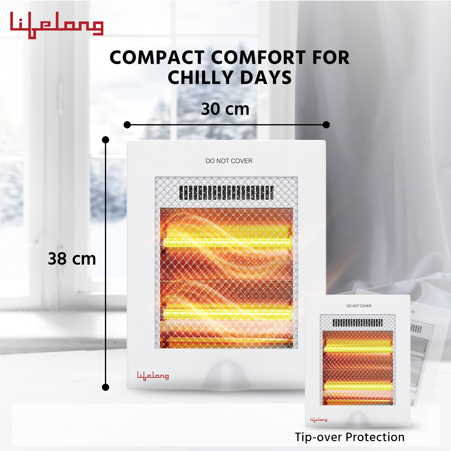 Lifelong Regalia 800 Watts Quartz Room Heater for Home with 2 Power settings