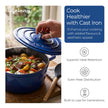 Lifelong Enamel Cast Iron Casserole with Lid (3.8L, 24cm) | Oven, Gas & Induction Compatible | Slow Cooking, Even Heat Distribution, Nontoxic, Durable, Naturally Nonstick, No Stains or Scratch (Blue)