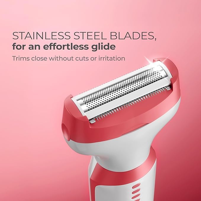 Lifelong GlideOff Luxe 5-in-1 Women’s Face & Body Trimmer | Electric Shaver & Razor with 5 Interchangeable Heads for Bikini, Eyebrow, Nose & Ear Hair Removal, 120 Min Runtime, USB Type-C Charging