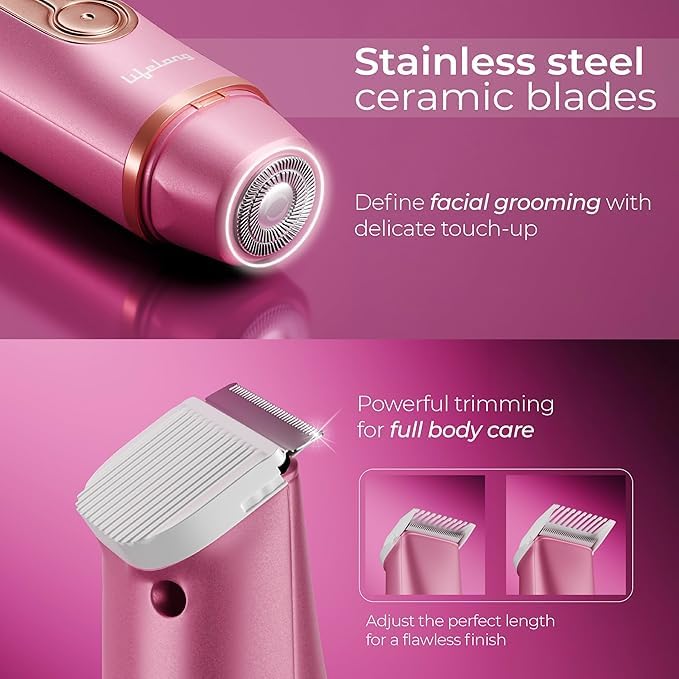 Lifelong Silken+ 2-in-1 Women’s Electric Razor & Trimmer | Waterproof & Travel-Friendly
