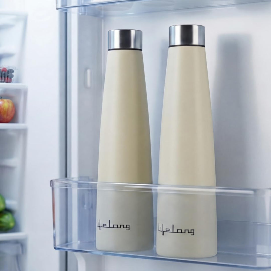 Lifelong 900ml Stainless Steel Water Bottle Pack of 2 | Leak-Proof & Durable | Easy to Clean | Odour-Free | Rust-Free Build, Secure Cap & Easy Grip | Ideal for School, Office, Travel & Gym (Beige)