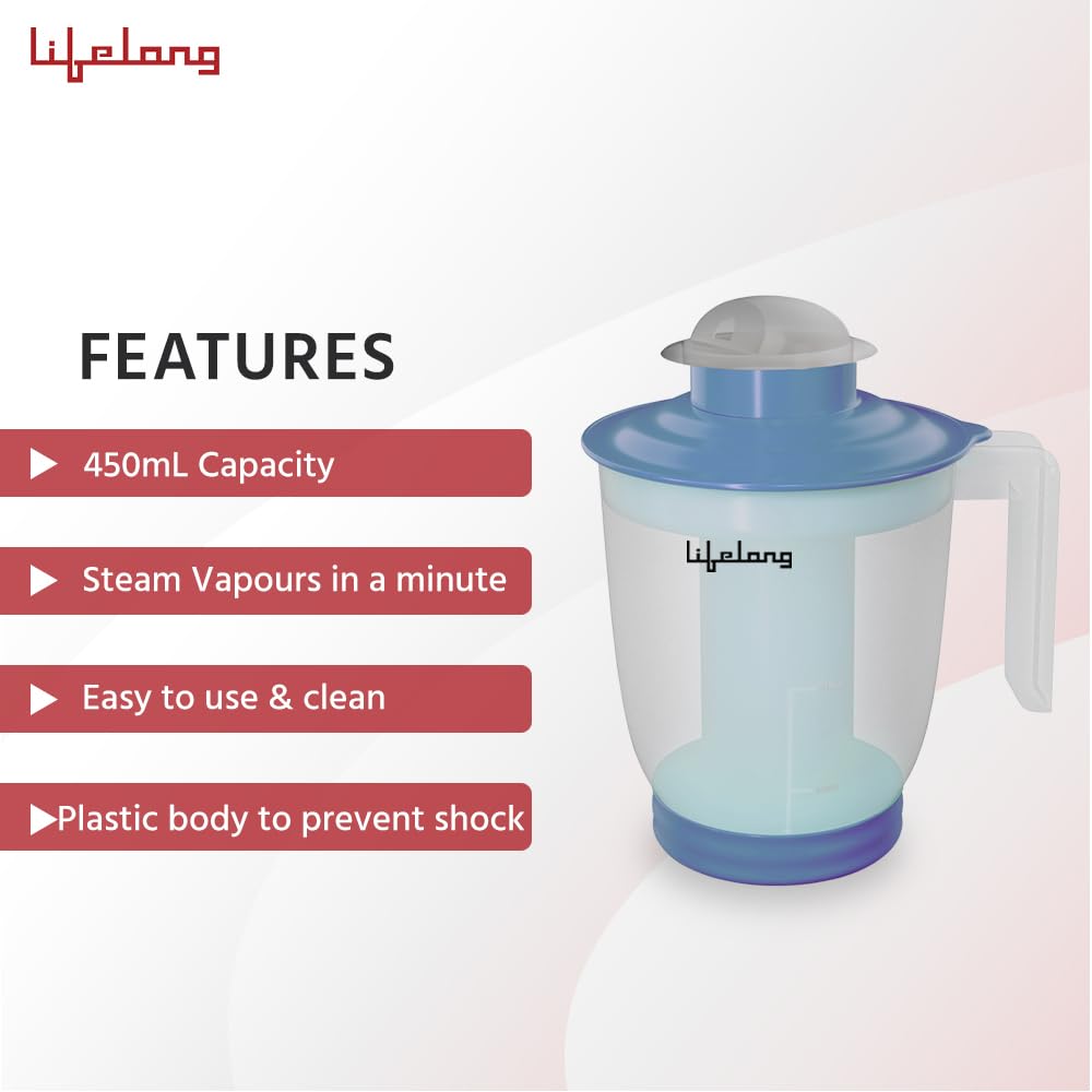 Lifelong LLS99 Blue Facial Steamer, 450ml, Hydrating, Pore Opening, Plastic, For Adults & Kids