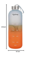 Lifelong Glass Water Bottle 1000ml | Colorful Frosted Bottles for Kitchen Fridge | BPA Free, Odour-Free Water Bottle with Secure Cap | Bottle for School, Travel, Gym Work (LLBTGL02)