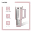 Lifelong Double-Walled Vacuum Insulated Tumblers 1200ml | Set of 2 | Unbreakable Tritan Lids, Stainless Steel Straws & Straw Cleaner | Hot 8 Hrs Cold 12 Hrs | Durable Steel with Handle (LLTBRCB1)