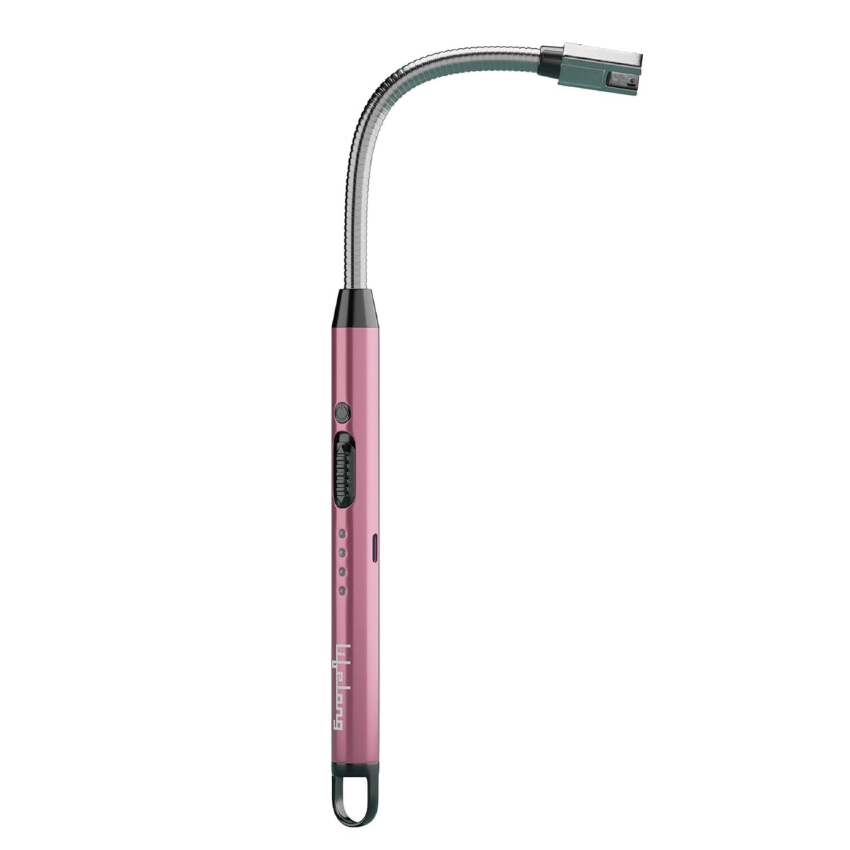 Lifelong Rechargeable Electric Lighter for Kitchen | 360° Flexible | C-Type USB | Windproof & Flameless | Lighter for Pooja Room, Candles, BBQ, Multi-Purpose | Stainless Steel & ABS (Pink)