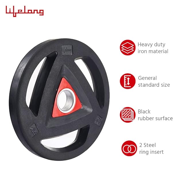 Lifelong Olympic Rubber Weight Plates Pair 2.5kg x 2 for Home Gym (LLOBRP01)