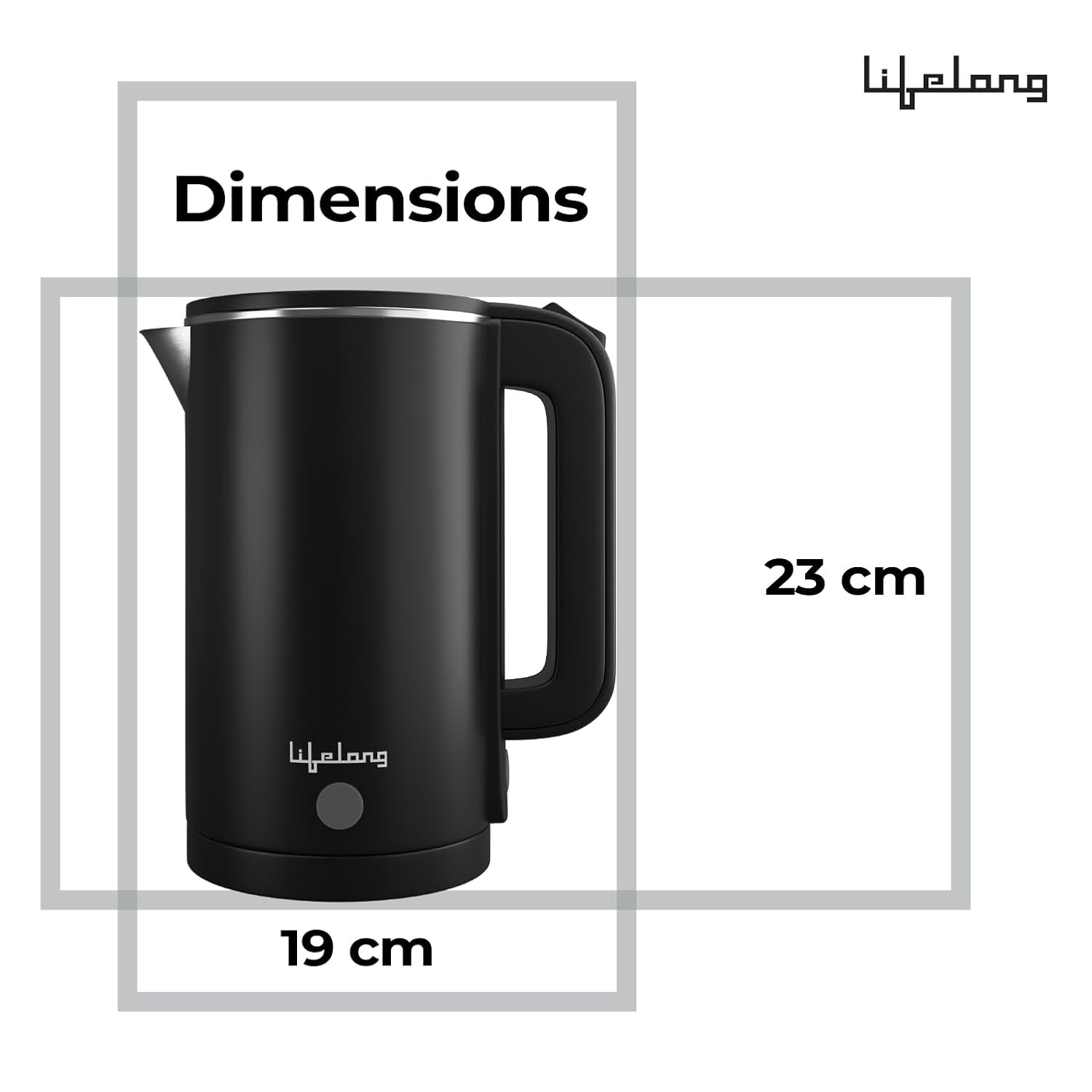 Lifelong Electric Kettle 1.5 litre | 1500W Stainless Steel Kettle with Double Wall & Cool Touch Body | Multipurpose Electric Kettle | 360Â° Swivel Base, Auto Shut Off & Overheat Protection (Black)