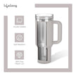 Lifelong Double-Walled Vacuum Insulated Tumbler with Lid & Straw 1200ml|Keeps Drinks Hot for 8 Hours & Cold for 12 Hours| Durable Stainless SteelTumbler with Comfort-Grip Handle(LLTBR010,Almond Birch)