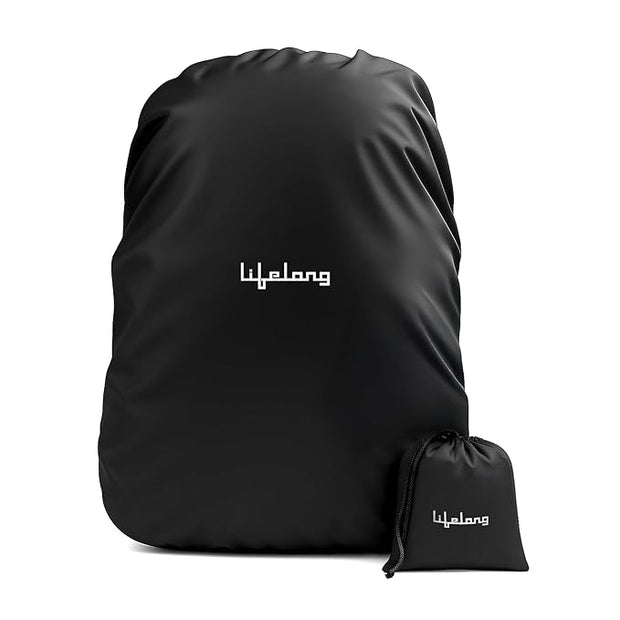 Lifelong Waterproof Backpack Rain Cover – Dustproof, Adjustable Fit for Bags up to 45L (Black)