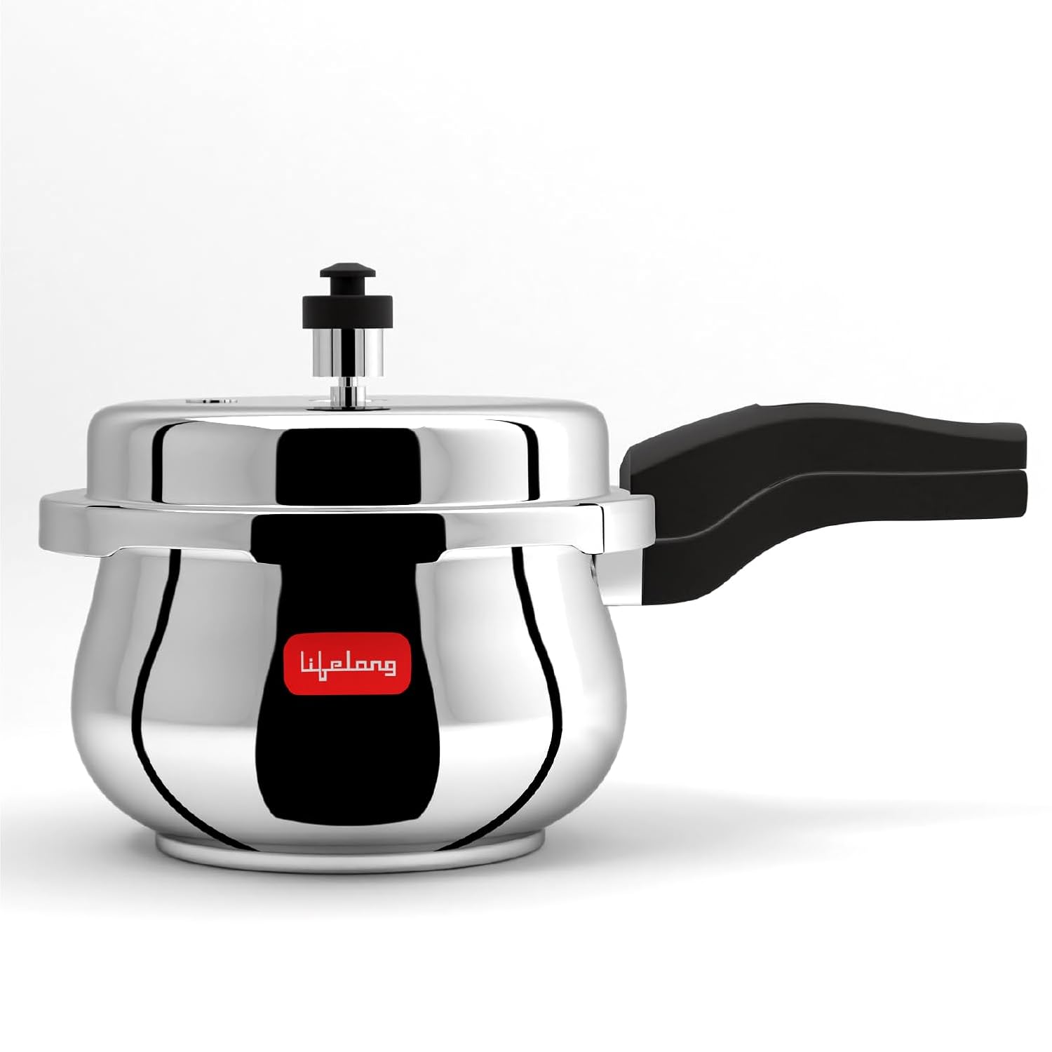 Lifelong Stainless Steel Curve Pressure Cooker 2Liters | Induction & Gas Stove Compatible with Outer Lid, ISI Certified & Lock System | Safe & Durable Kitchen Essential with 5 Years Warranty (Silver) 2 Litres