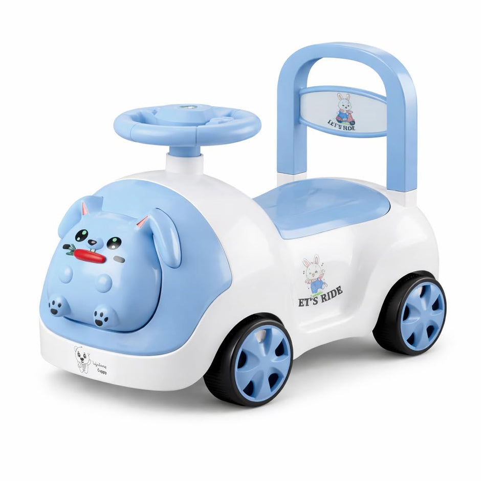 Lifelong Bunny Ride-On Push Car for Kids 1-4 Yrs, Back Support, Steering Wheel & Storage (LLCBBR03)