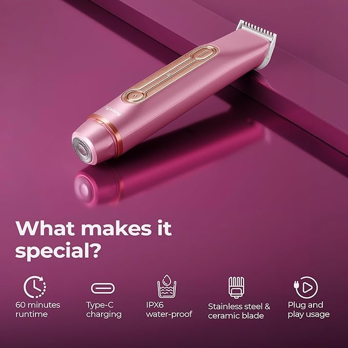 Lifelong Silken+ 2-in-1 Women’s Electric Razor & Trimmer | Waterproof & Travel-Friendly