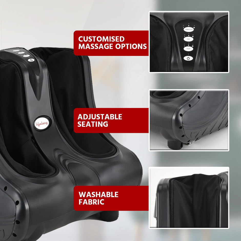 Air Pressure Foot & Leg Massager – 14 Airbags, 6 Rollers, 3 Modes + Heat, Portable
