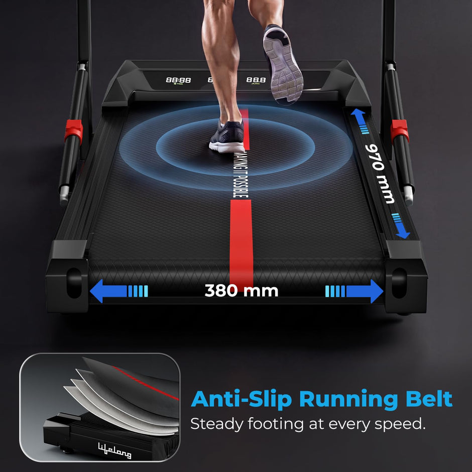 Lifelong 4.5HP Walking Pad Treadmill | Max Speed 10 km/h | LED Display | Under Desk Treadmill Foldable | Walking Pad for Home Gym | Gym Equipment for Home Workout | 100 kg Capacity