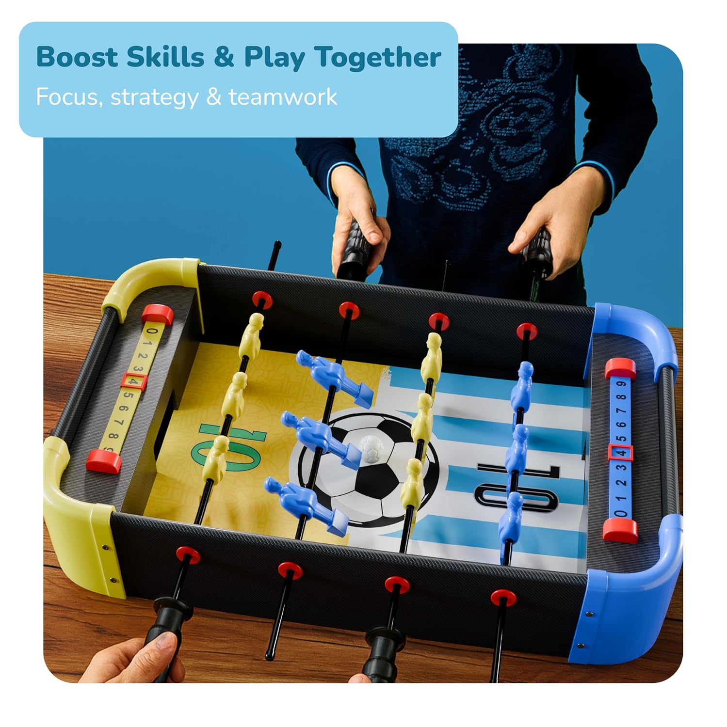 Cuppy 3-in-1 Foosball Table for Kids | Includes Mini Soccer, Ludo & Snakes & Ladders