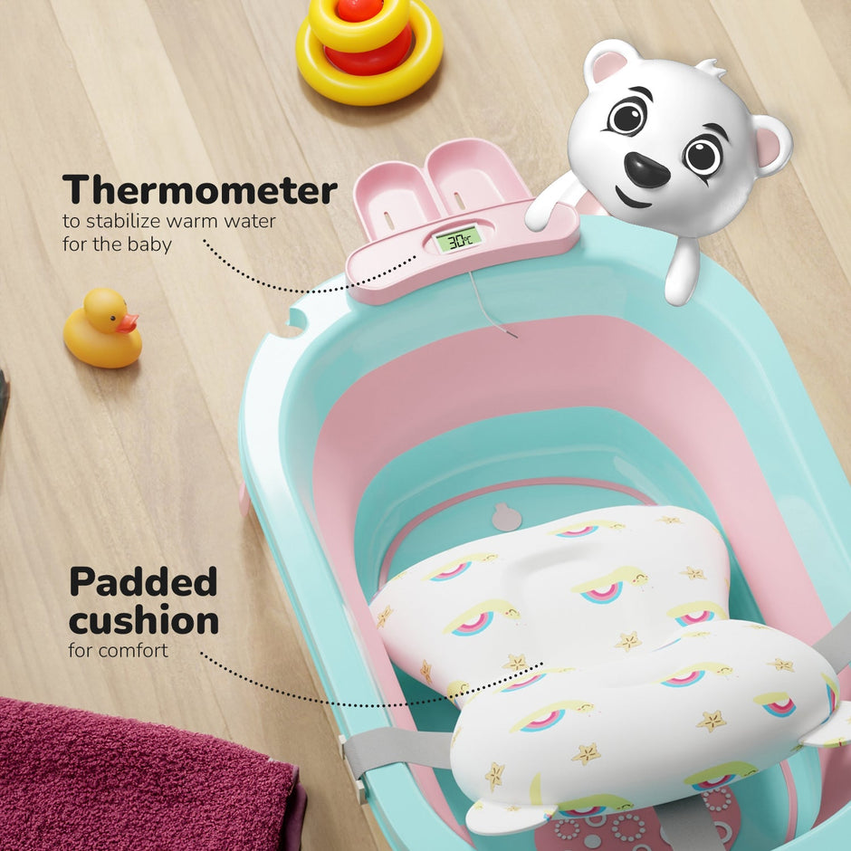 Lifelong Cuppy Collapsable Baby Bath tub, portable, easy to store(Pink Green)