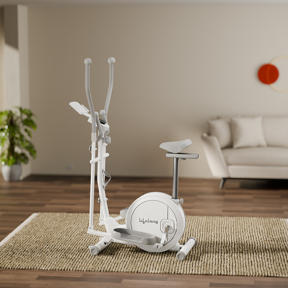 Elliptical Cross Trainer - 6 kg Flywheel, Magnetic Resistance, Touch LED Display & Tablet Holder (White)