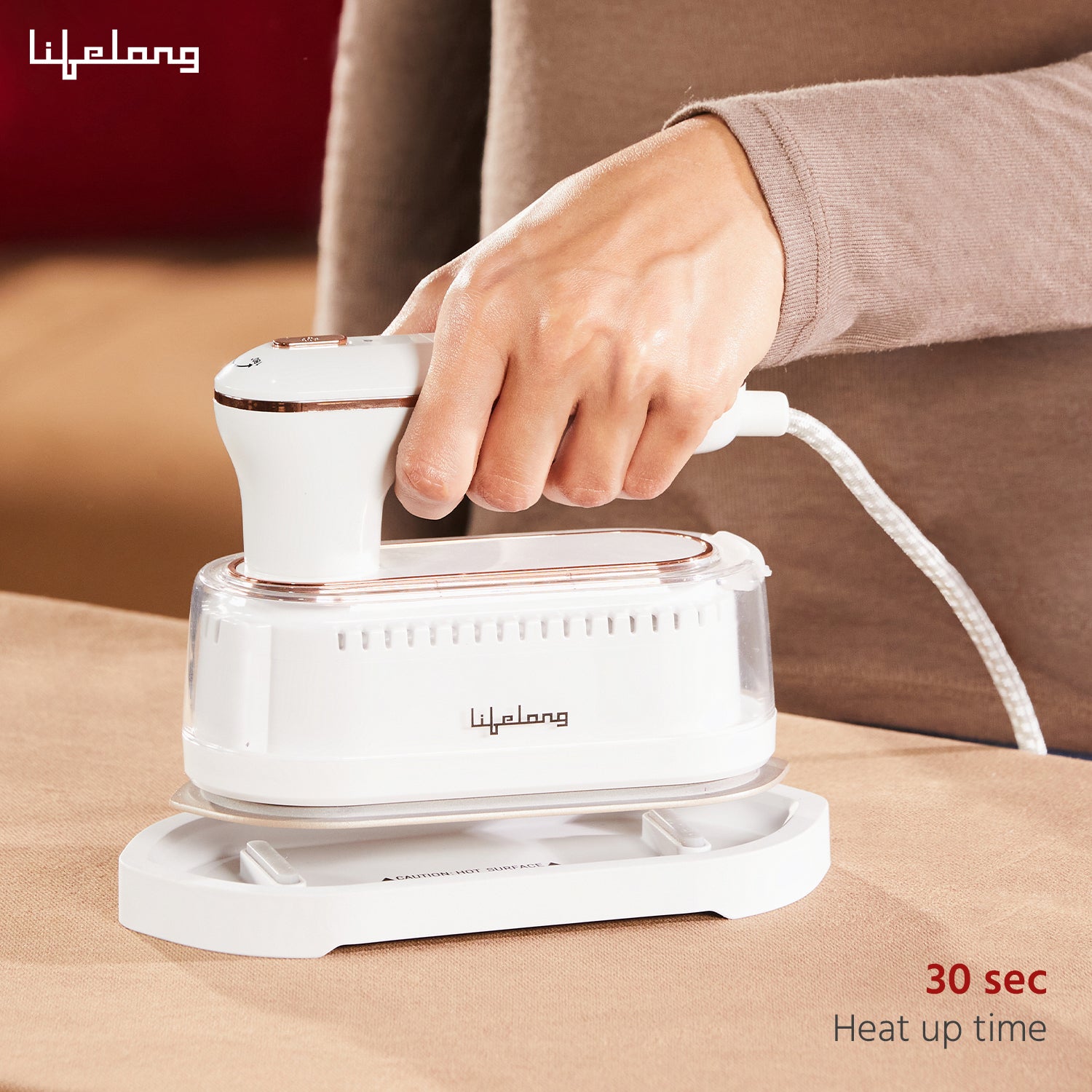 1250 Watt Steam Iron Press For Clothes - Handheld Garment Steamer with Rest Stand for Iron - Portable & Foldable Mini Steam Press Suitable For Traveling - 90 ml Tank Capacity