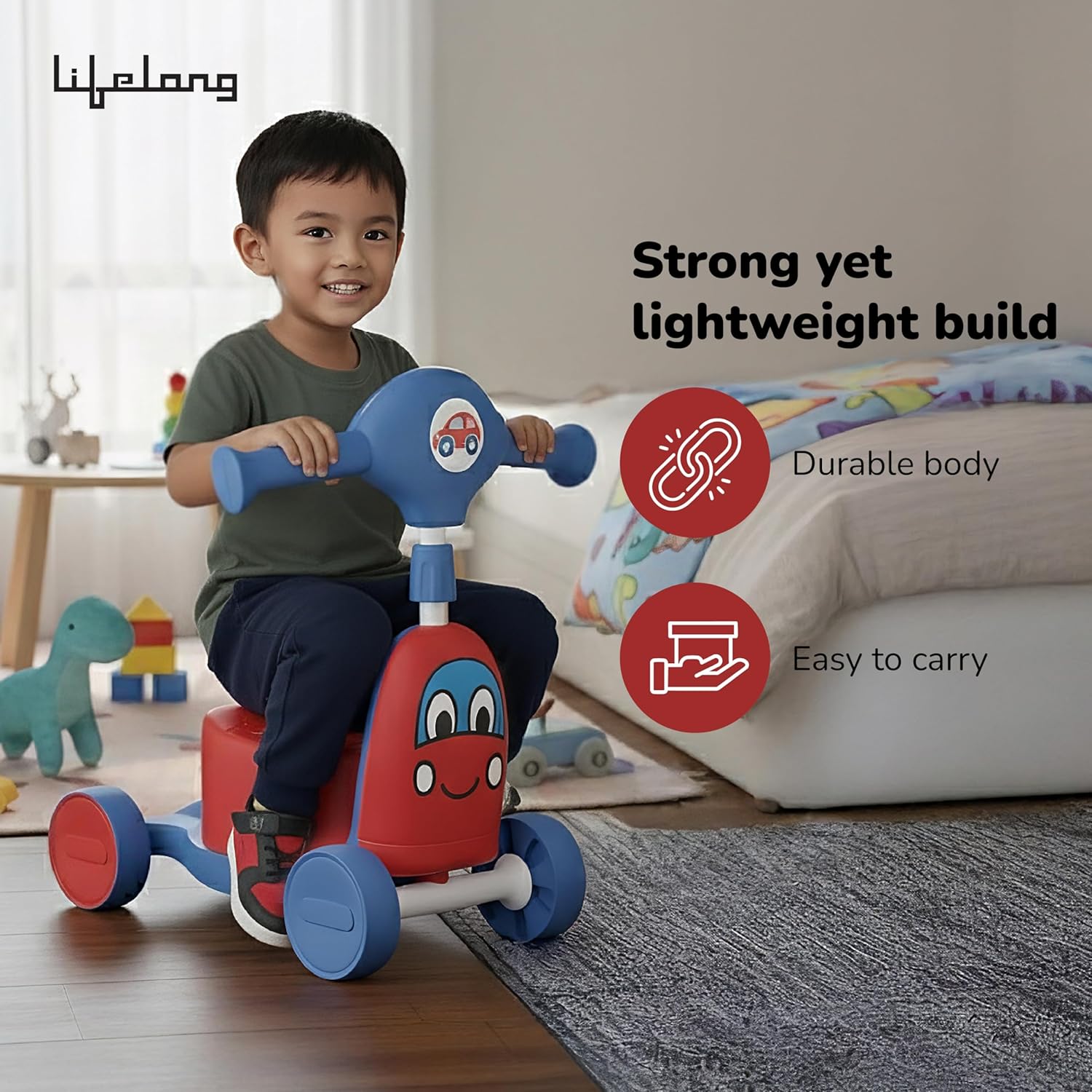 Cuppy Scootzy 3-in-1 Ride On Toy for Kids | Baby Scooter, Walker & Push Ride Car