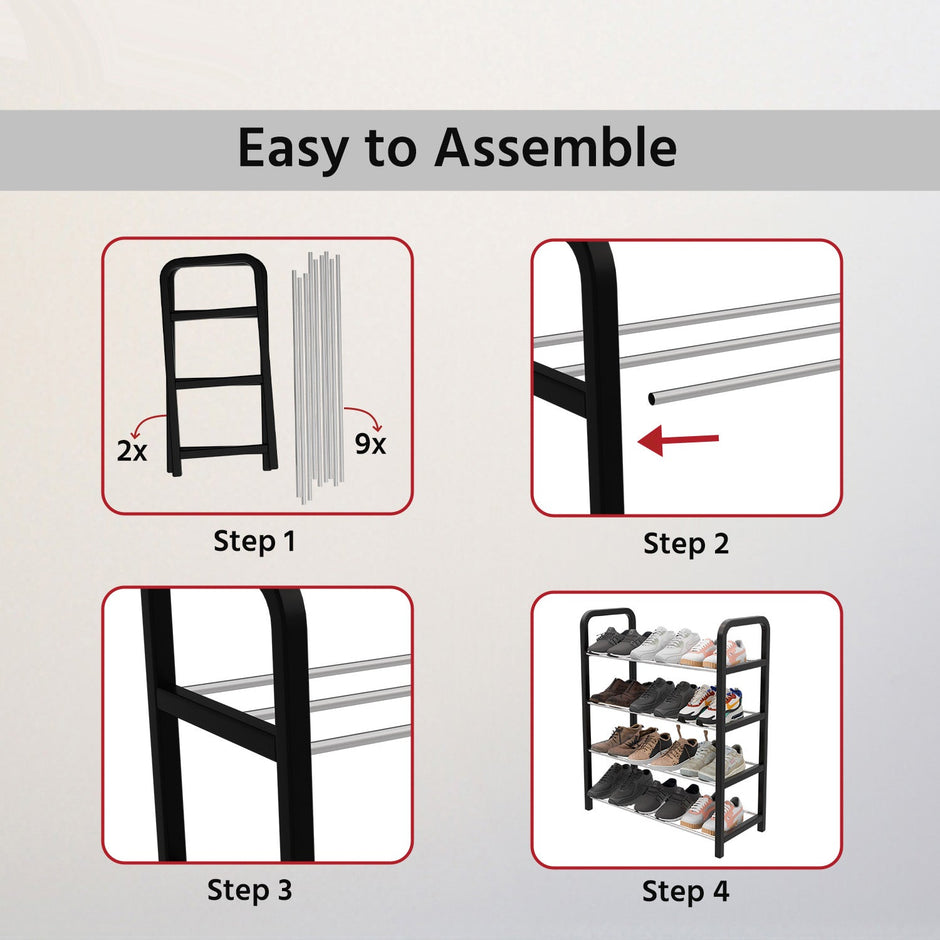 Multipurpose shoe rack 4-tier