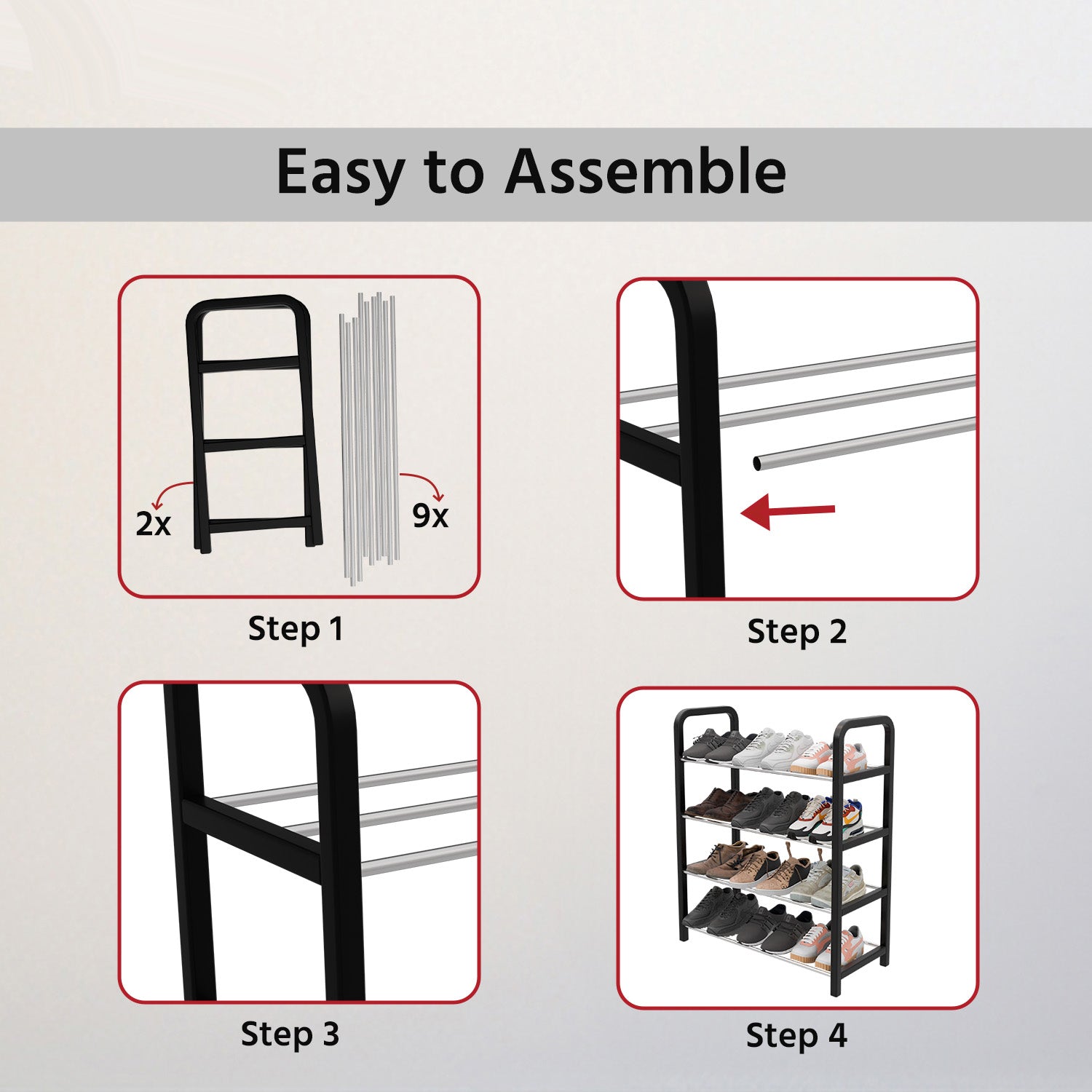 Multipurpose shoe rack 4-tier