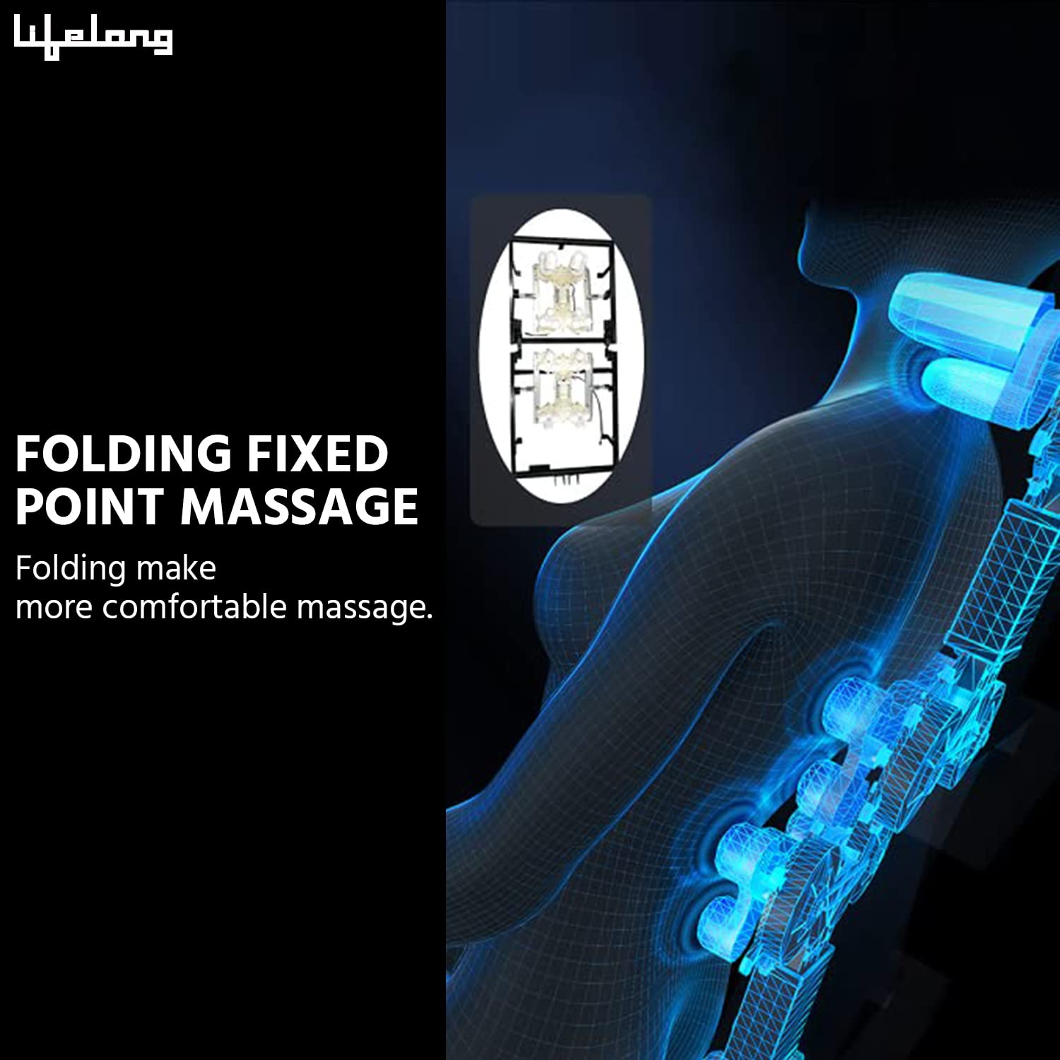 Lifelong Fully Body Foldable Chair Massager with Recliner and Powerful 3D Back, Leg and Foot Rollers for Massage for Home|Massage Chair for Full Body Relaxation at Home ( LLM567)