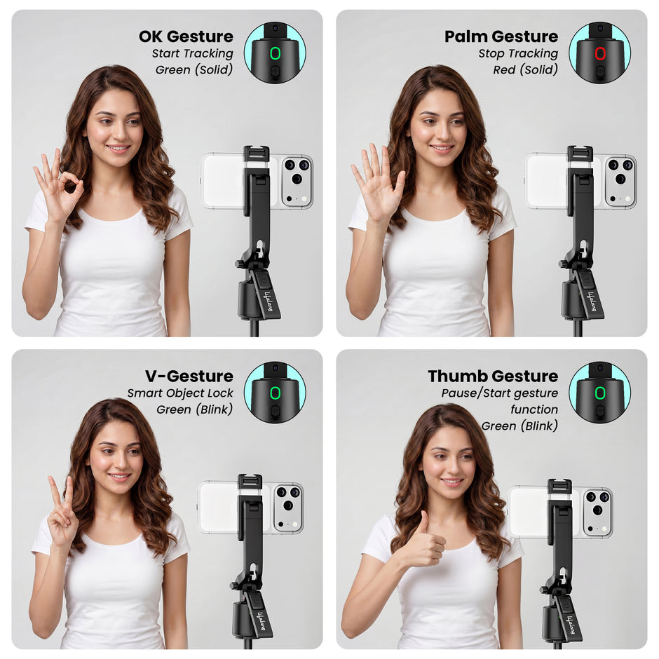 Lifelong Electronics AI Powered Selfie Stick Tripod 183CM/72 Inches | Auto Face Tracking | Quad Leg Stability Mobile Stand for Desk with Dual Influencer Light (5W) | Tripod Stand for Phone & Camera