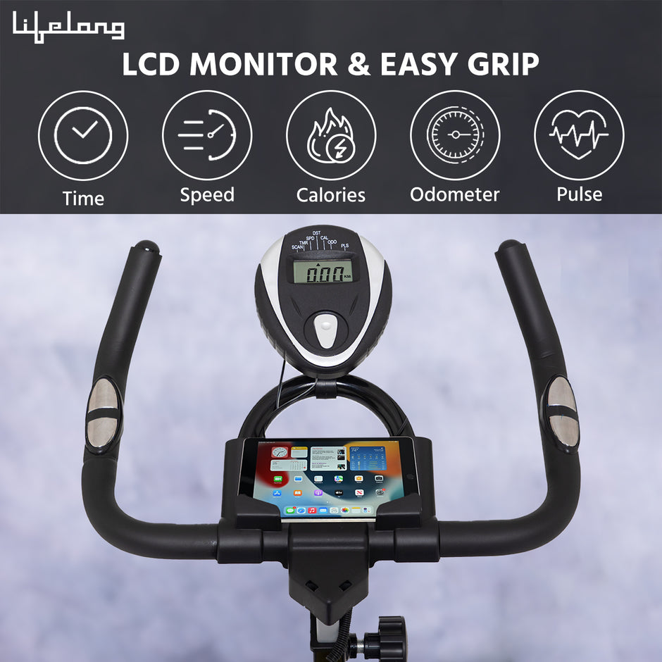 Fit Pro Spin Fitness Bike with 6Kg Flywheel, Adjustable Resistance, LCD Monitor and Heart Rate Sensor
