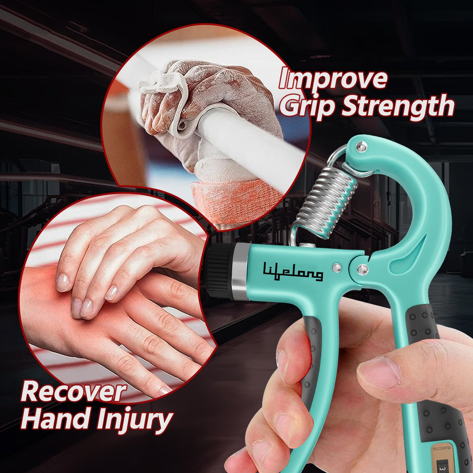 Lifelong Adjustable Hand Grip Strengthener|Hand Gripper with Counter for Men & Women for Gym Workout|Hand Exercise Equipment to Use in Home for Forearm Exercise (5-60kg) - Green & Black, LLFAHGC01