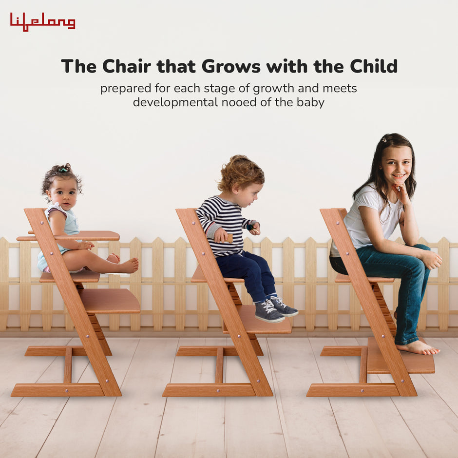 Lifelong Cuppy Wooden High Chair for Baby 6 Months - 10 Years |