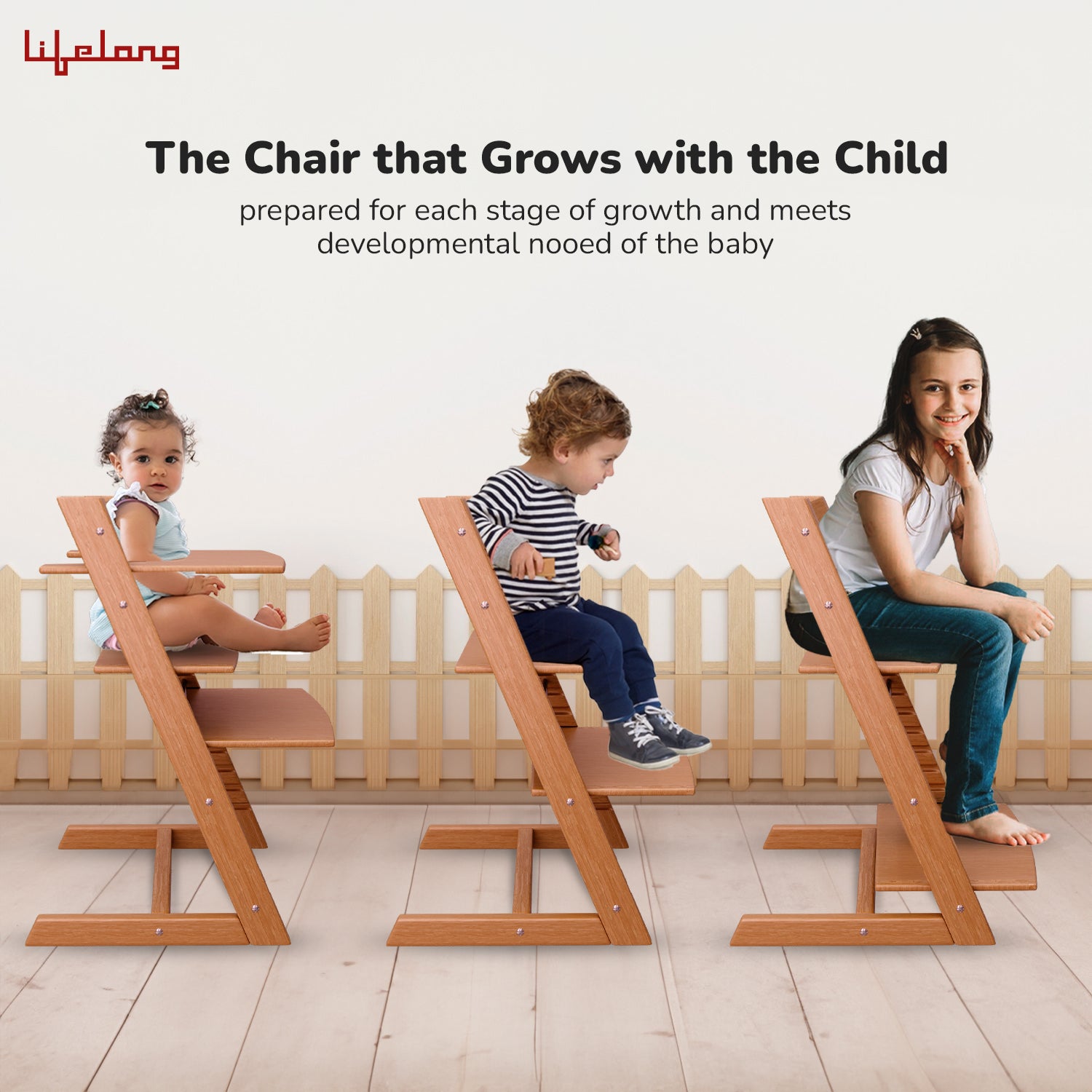 Lifelong Cuppy Wooden High Chair for Baby 6 Months - 10 Years |