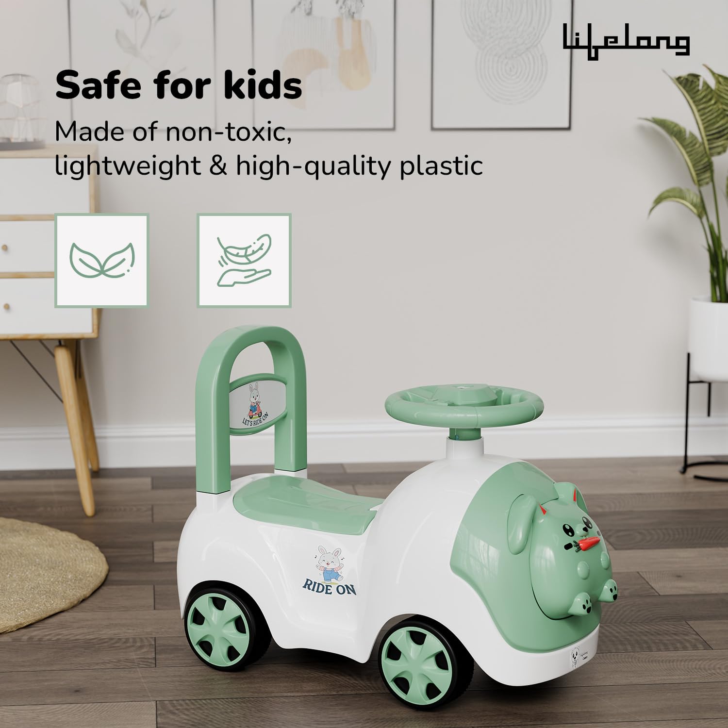 Cuppy Bunny Ride-On Toy Car | Non Electric Push Ride for 1–3 Years