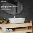 Lifelong Wash Basin for Bathroom - Tabletop Washbasin - Ceramic Glossy Round Countertop Vessel Sink Ideal for Bathroom, Dining Hall & Vanity 33x46x16 cm (White and Grey, LLHIBM06)