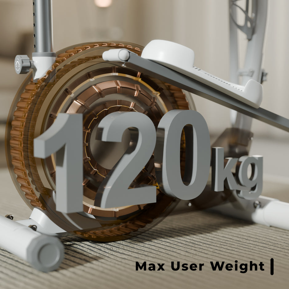 Elliptical Cross Trainer - 6 kg Flywheel, Magnetic Resistance, Touch LED Display & Tablet Holder (White)