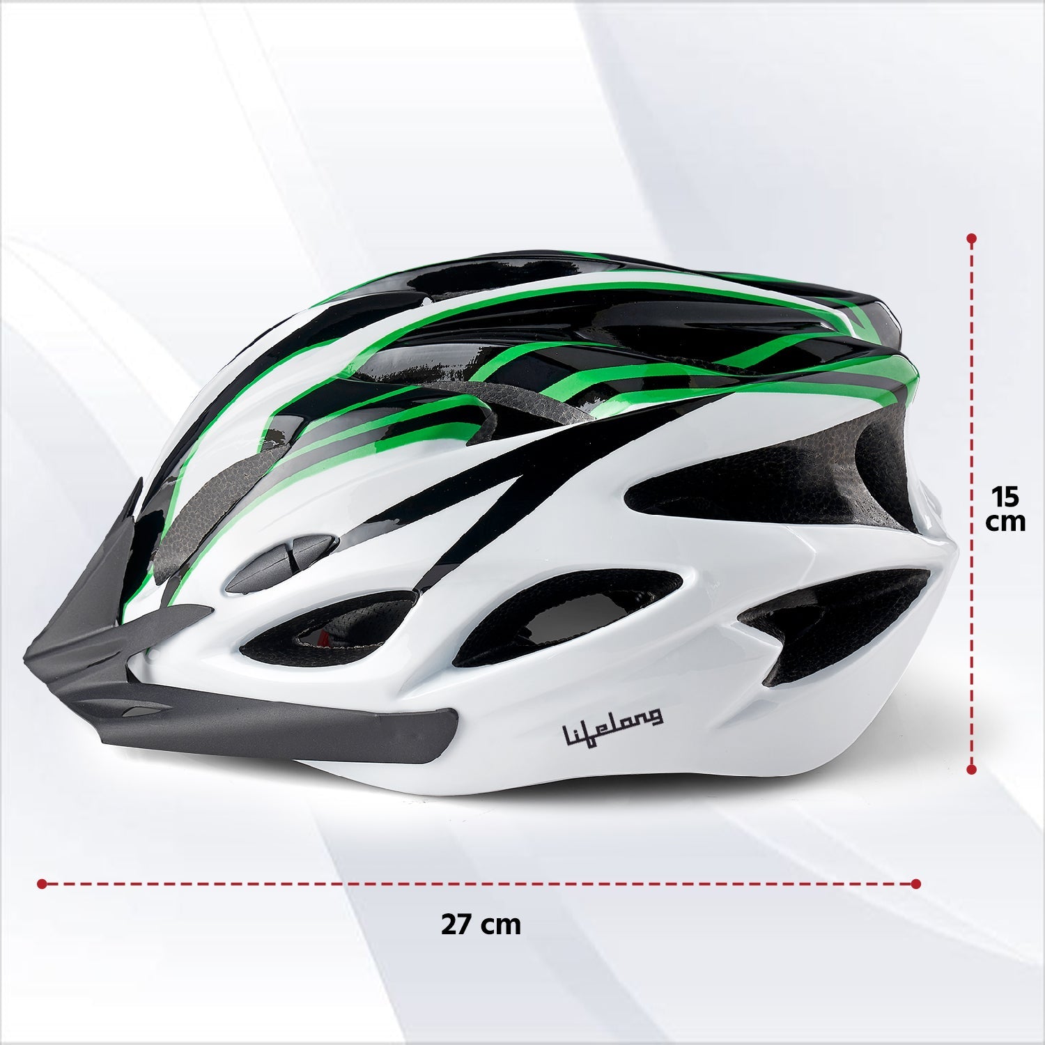 LLFAH08 Adjustable Cycling Helmet with Detachable Visor (Black/ White /Green)