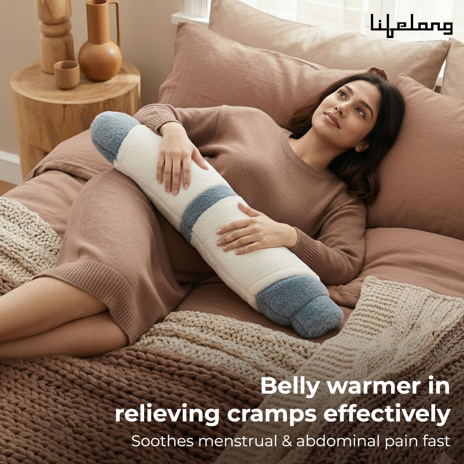 Lifelong Hot Water Bottle 2000 ml with Washable Fur Cover | Hand, Belly & Full Body Warmer for Pain Relief & Period Cramps | Extra Long Bed Bottle for Women & Men |Back Neck Shoulder Warmer