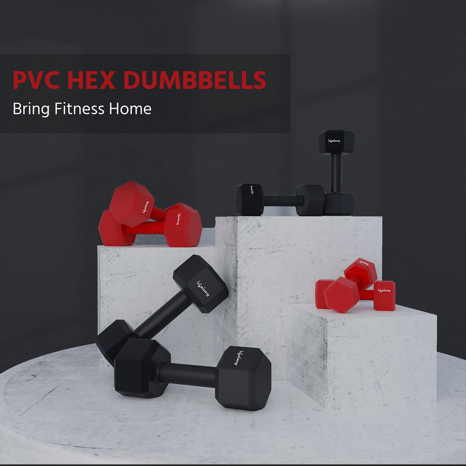Lifelong PVC Hex Fixed Dumbbells Pack of 2 – Durable Home Gym Weights for Men & Women