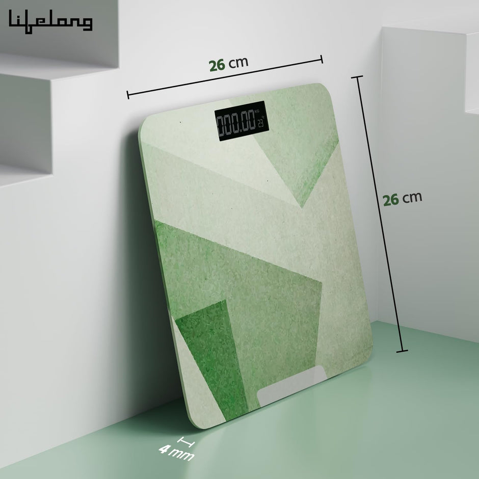 Lifelong Weighing Machine with Backlit LCD Panel |Digital Weight Machine for Body Weight|Thick Tempered Glass with LCD Display|Bathroom Weighing Scale