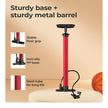 Lifelong Portable High Pressure Bicycle Air Pump | Hand Air Pump to Upto120 PSI | Durable Metal Body with Foldable Base |Red
