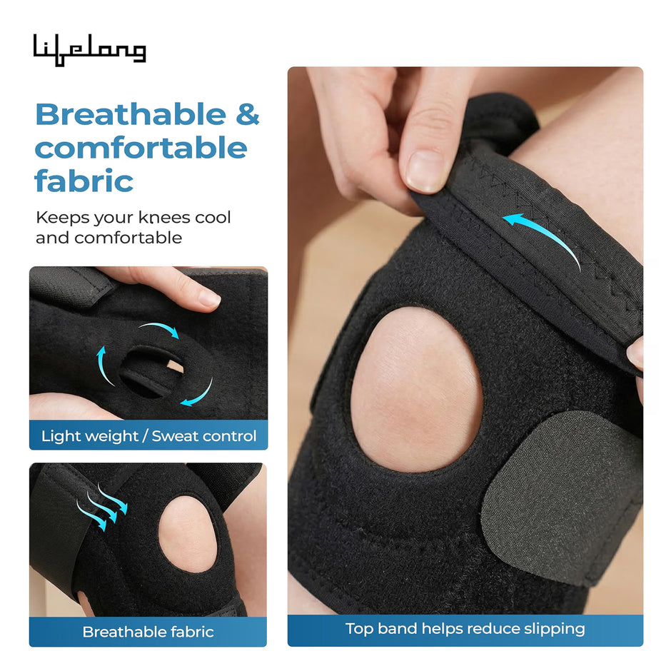 Lifelong Knee Cap Open Patella for Pain Relief and Support, Arthritis & Sports | Anti-Slip Knee Brace Compression Sleeve with Adjustable Fit | Patella Cap with Joint Support for Men & Women