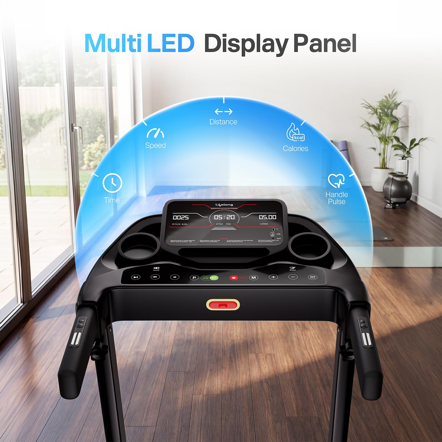 Lifelong 4.5HP Motorized Treadmill for Home | Manual Incline 2 Level | Foldable Handle | Max Speed 14 km/h | | LED Display | 12 Workout Programs |110 kg Capacity| Ideal Gym Equipment for Home Workout