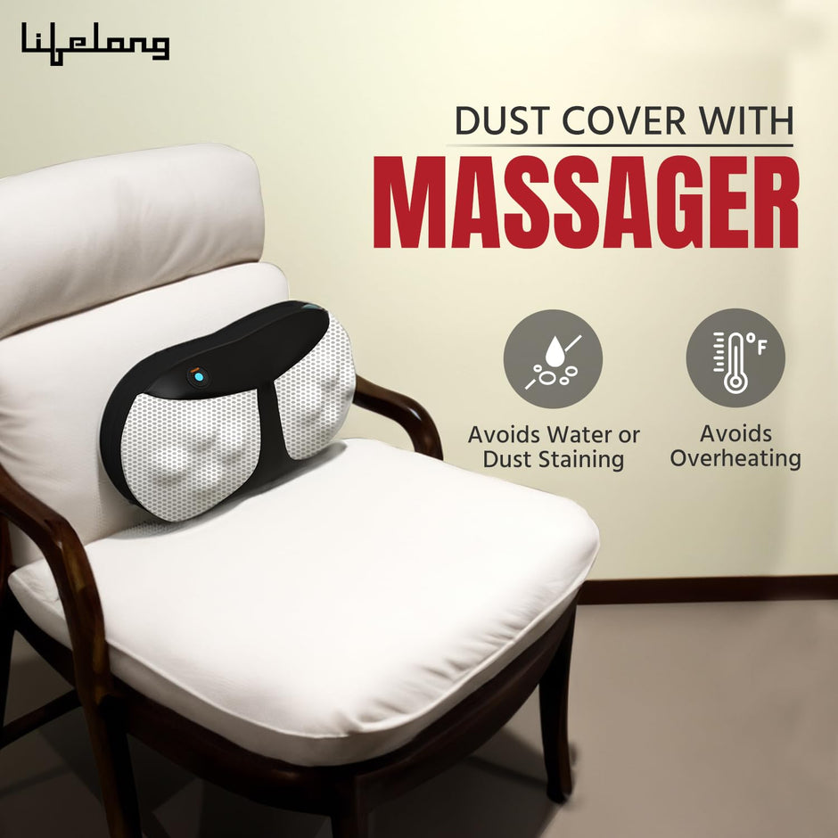 Lifelong Cushion Massager & Body Massager with Heat & Strong 8 Deep Kneading nodes for Back